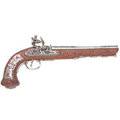 Colonial Replica Classic French Silver Dueling Pistol Non-Firing Gun