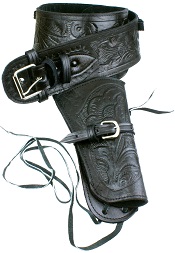Single Tooled Black Leather Western Holster – Medium                                 
