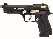 Front Firing V92F 9MMPA Blank Firing Gun-Black Gold Engraved