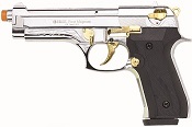 Front Firing V92F 9MMPA Blank Firing Gun-Chrome Gold Engraved