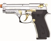 Front Firing V92F Compact 9MMPA Blank Firing Gun Chrome Gold Engraved