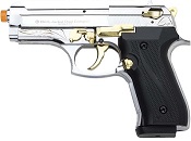 Front Firing Jackal Compact 9MMPA Blank Firing Gun-Chrome Gold Engraved
